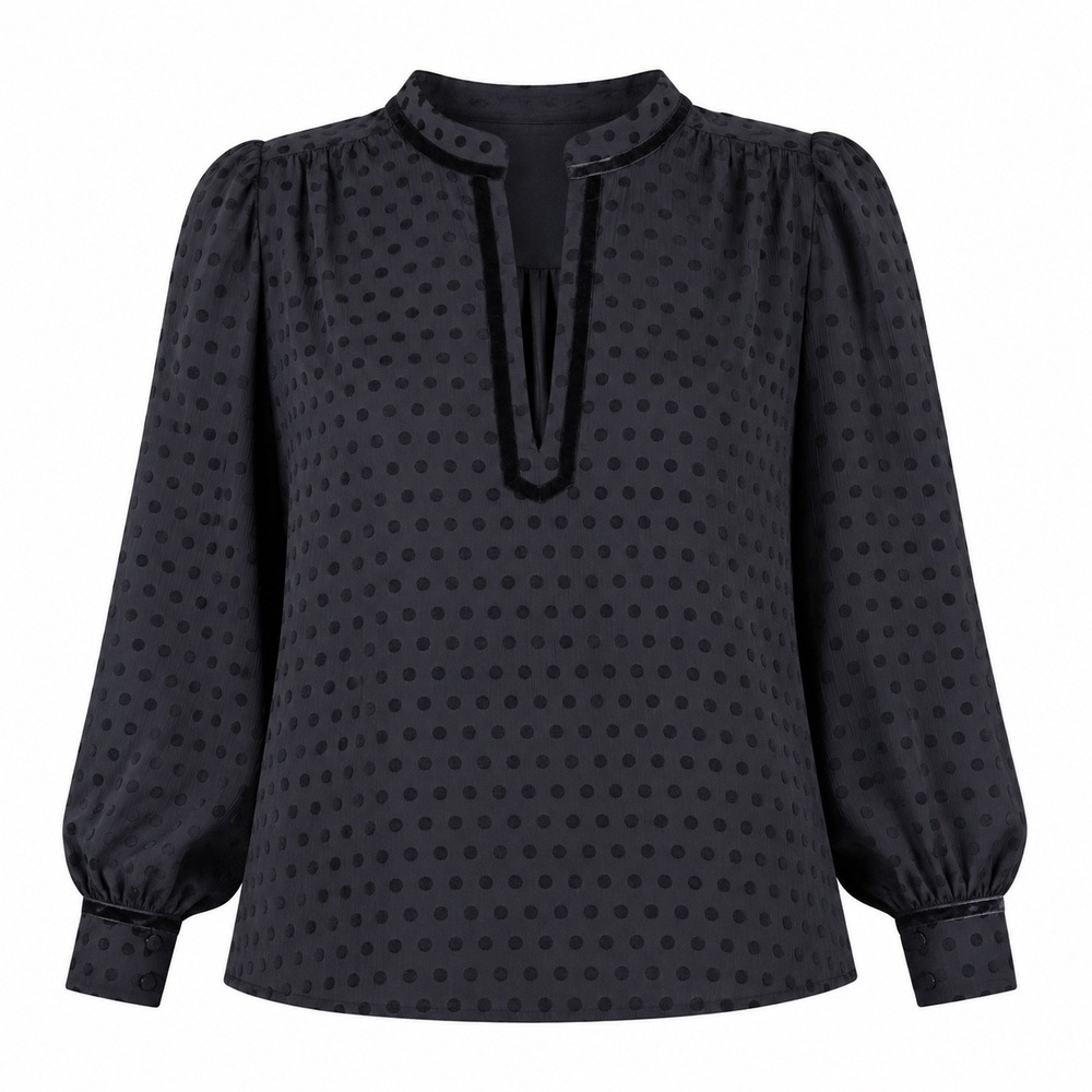 LOFT Black Velvet Polka Dot Blouse Large top whimsigoth preppy academia career